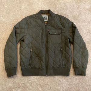 Levi's Men's Quilted Jacket - Olive Green, Medium